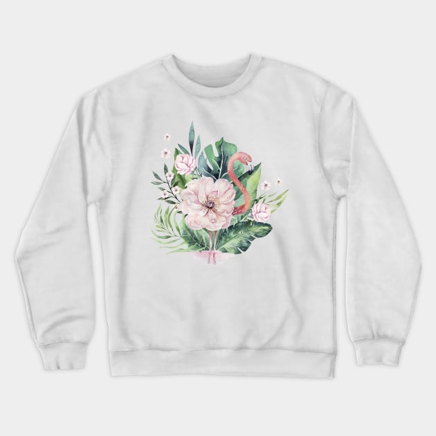 Flamingo Flower Crewneck Sweatshirt by NJORDUR